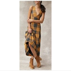 NWT Anthropologie Gingham Maxi Dress